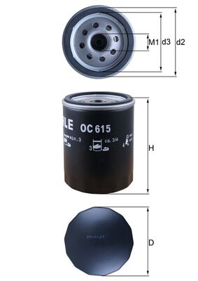 Filtru ulei OC 615 MAHLE