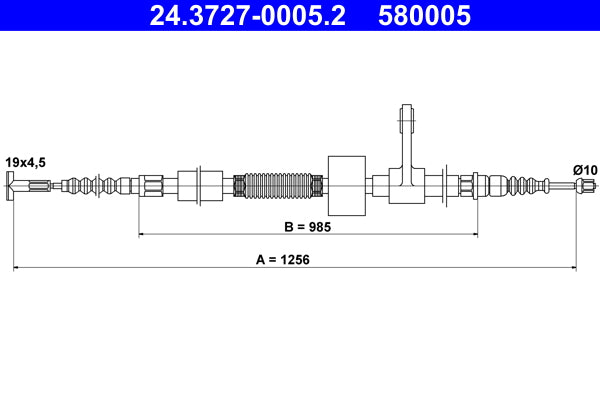Cablu, frana de parcare 24.3727-0005.2 ATE