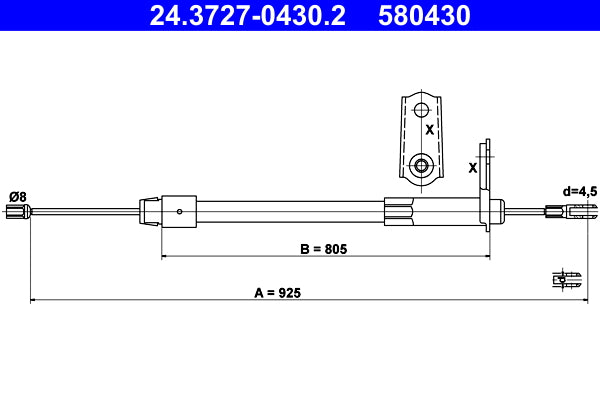 Cablu, frana de parcare 24.3727-0430.2 ATE