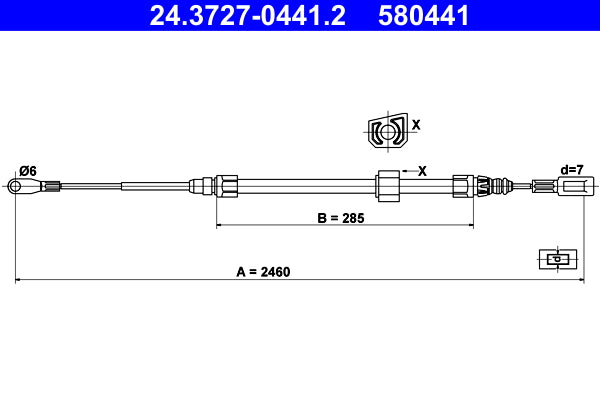 Cablu, frana de parcare 24.3727-0441.2 ATE