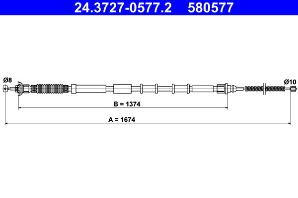 Cablu, frana de parcare 24.3727-0577.2 ATE