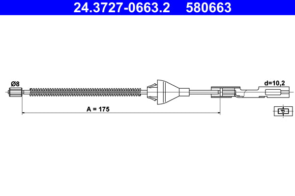 Cablu, frana de parcare 24.3727-0663.2 ATE