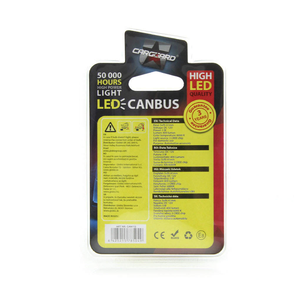 Bec Led Sofit Cree Chip C5W 12V 5W -Set 2 buc Carguard - CAN112