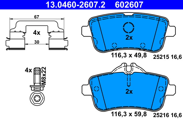 set placute frana,frana disc 13.0460-2607.2 ATE