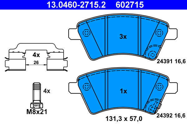 set placute frana,frana disc 13.0460-2715.2 ATE