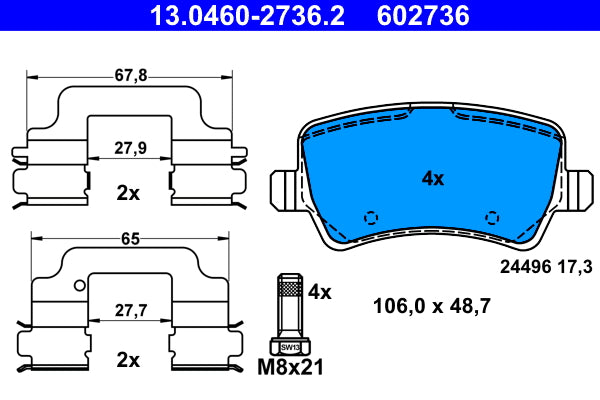 set placute frana,frana disc 13.0460-2736.2 ATE