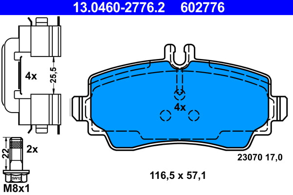 set placute frana,frana disc 13.0460-2776.2 ATE