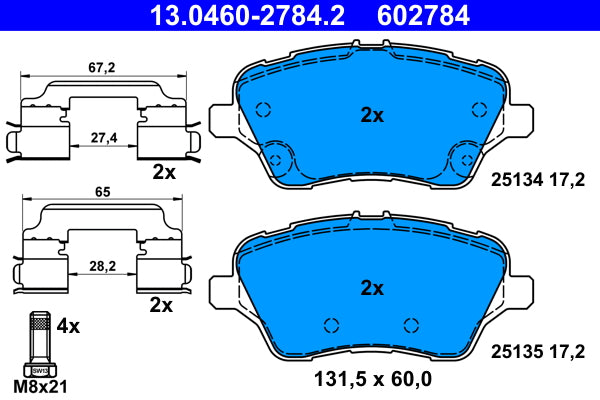set placute frana,frana disc 13.0460-2784.2 ATE