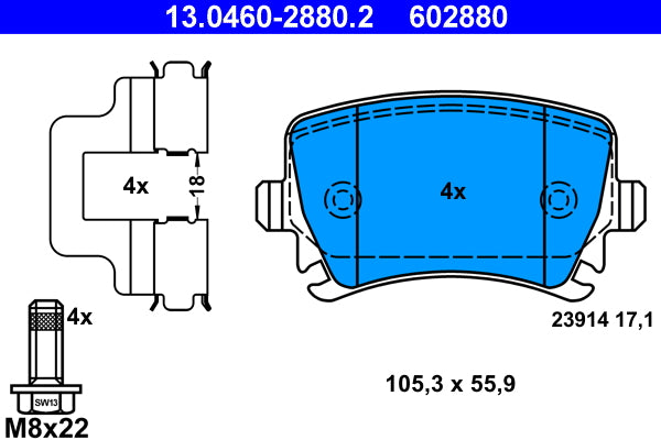 set placute frana,frana disc 13.0460-2880.2 ATE