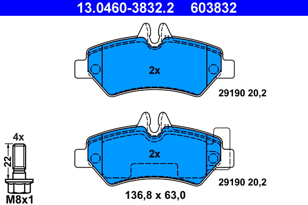 set placute frana,frana disc 13.0460-3832.2 ATE