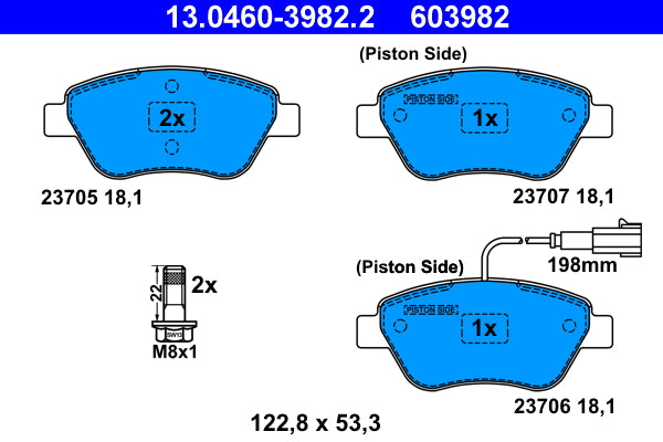 set placute frana,frana disc 13.0460-3982.2 ATE