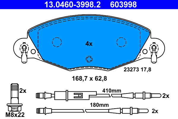 set placute frana,frana disc 13.0460-3998.2 ATE