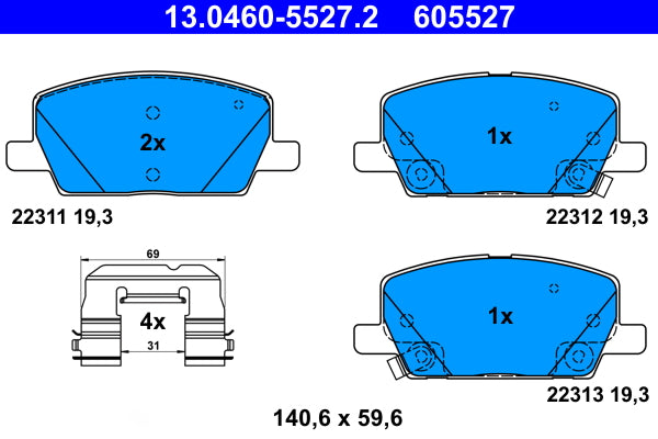 set placute frana,frana disc 13.0460-5527.2 ATE