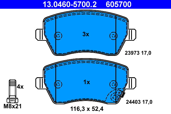 set placute frana,frana disc 13.0460-5700.2 ATE