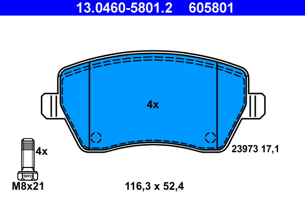 set placute frana,frana disc 13.0460-5801.2 ATE