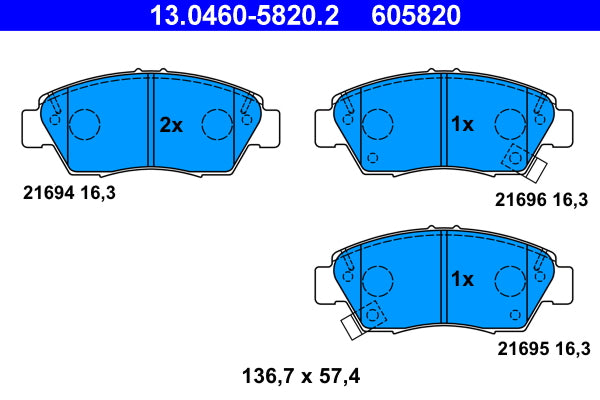 set placute frana,frana disc 13.0460-5820.2 ATE