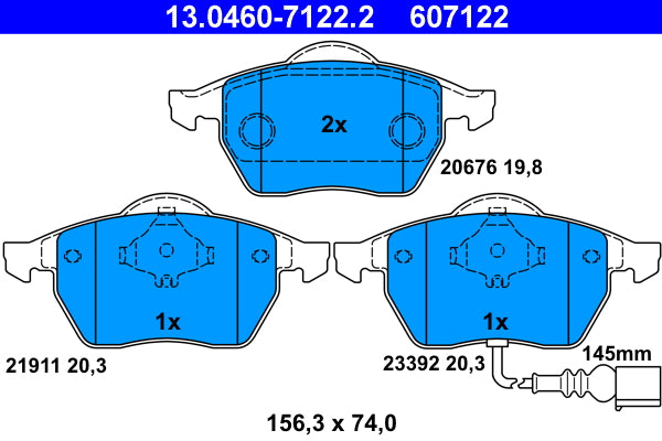 set placute frana,frana disc 13.0460-7122.2 ATE