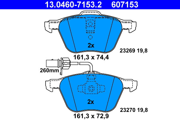 set placute frana,frana disc 13.0460-7153.2 ATE