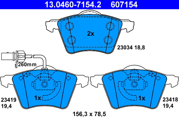 set placute frana,frana disc 13.0460-7154.2 ATE
