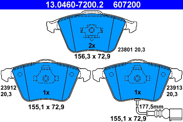 set placute frana,frana disc 13.0460-7200.2 ATE