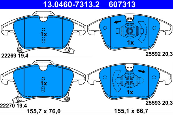 set placute frana,frana disc 13.0460-7313.2 ATE