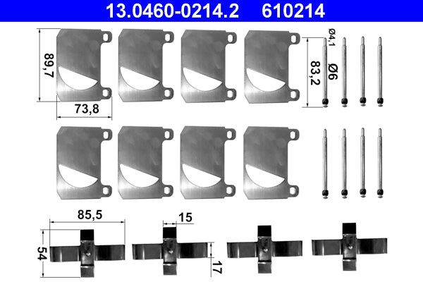 Set accesorii, placute frana 13.0460-0214.2 ATE