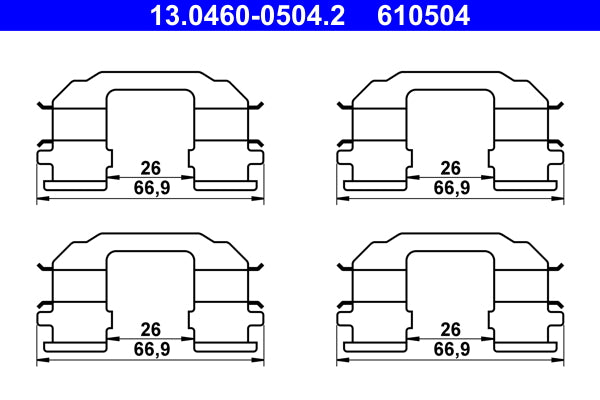 Set accesorii, placute frana 13.0460-0504.2 ATE