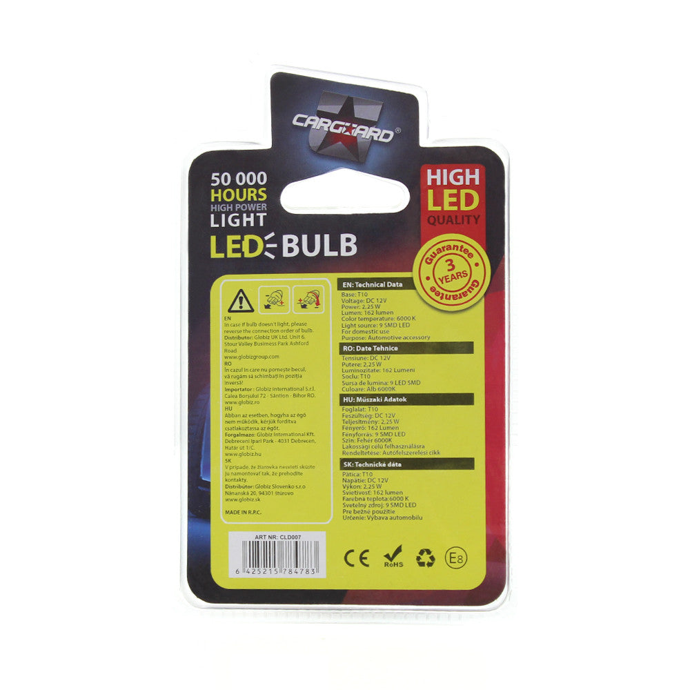 Bec MTR T10 12V 2.25W Set 2 buc Carguard - CLD007