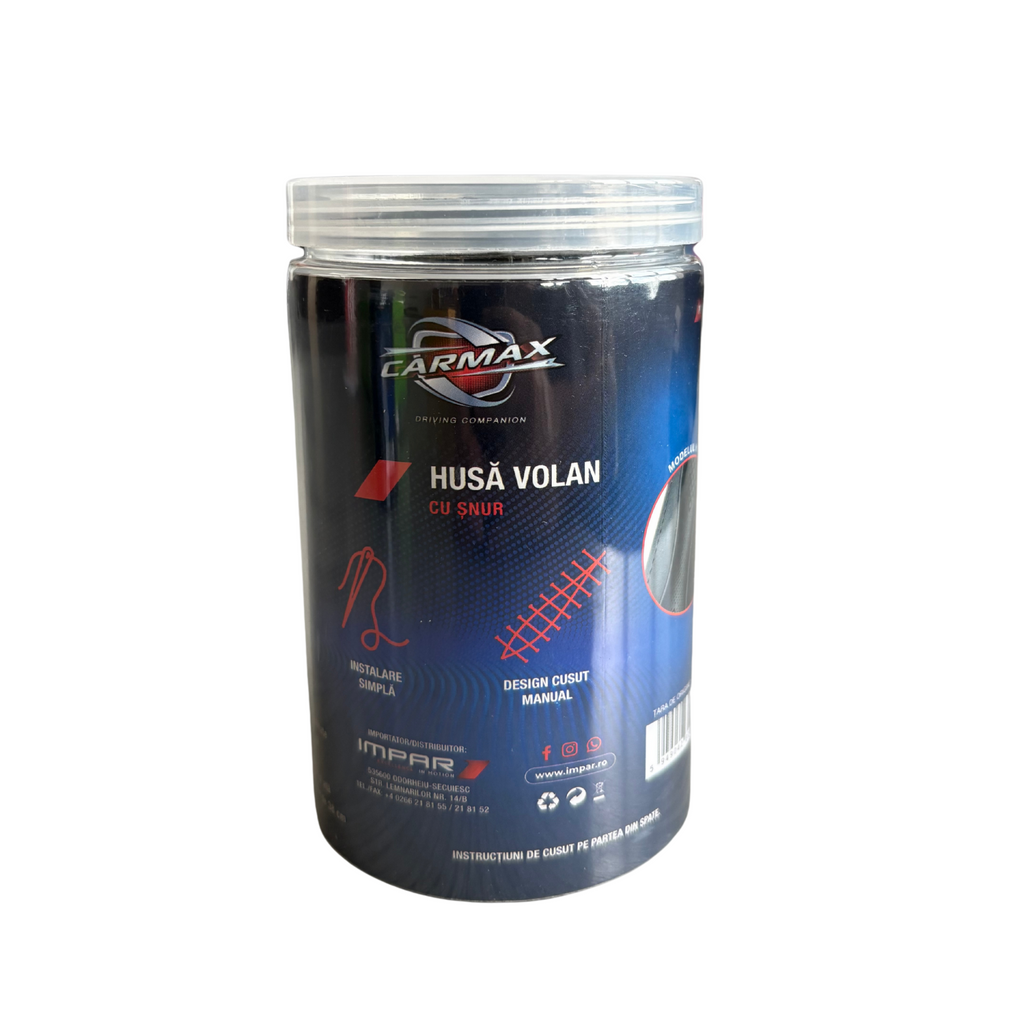 Husa volan cu snur Carmax negru/negru (37-39 CM) - 55863