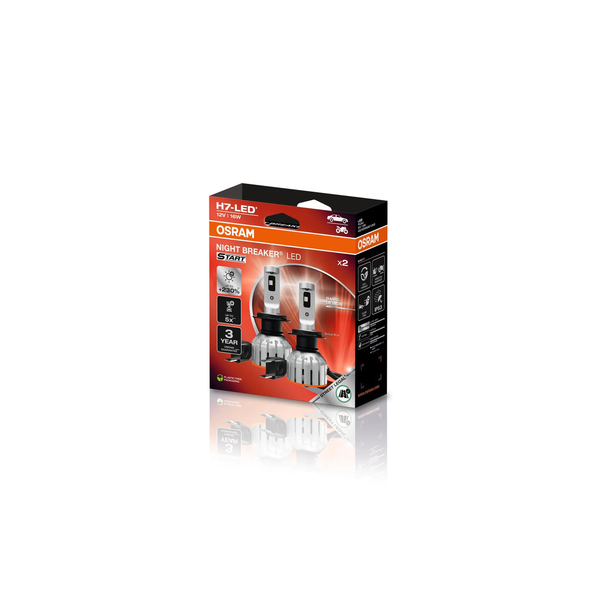SET 2 BECURI NIGHT BREAKER LED START H7 +230% BLISTER OMOLOGARE RAR