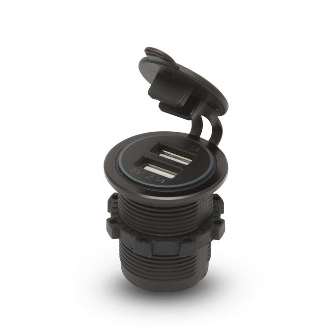 Adaptor USB instalabil în locaşul brichetei – lumină albastră Carguard - 54926BL