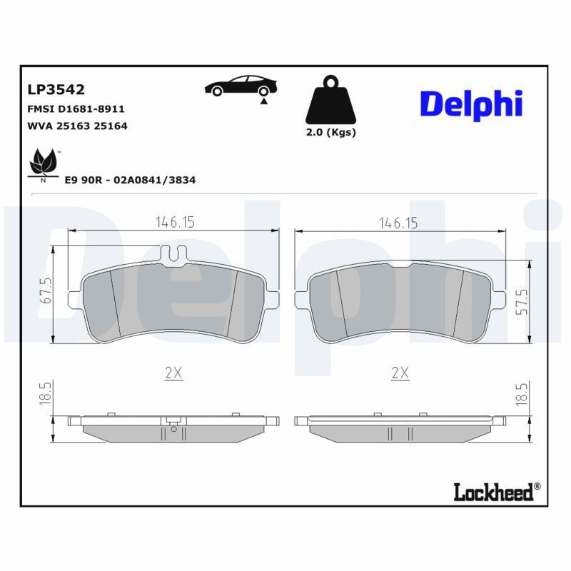 Set placute frana,frana disc LP3542 DELPHI