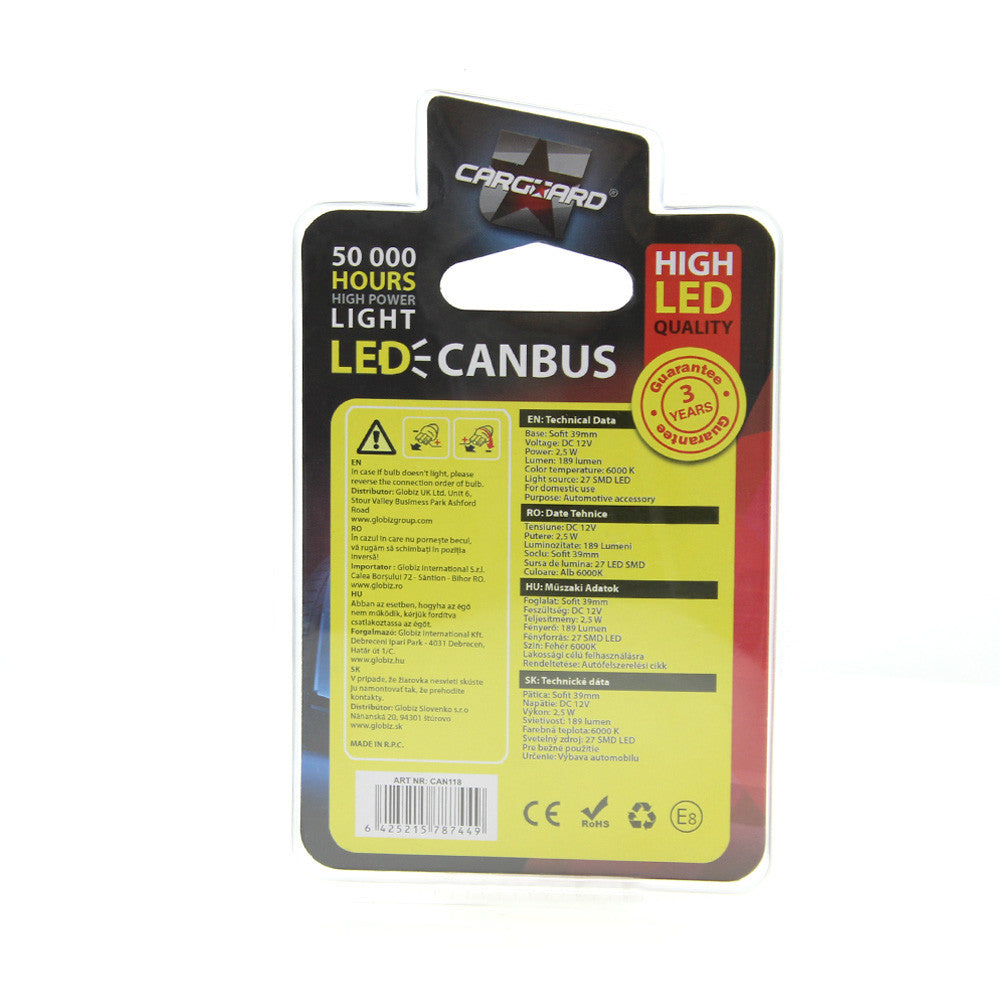 Bec MTR C5W 12V 2.5W Set 2 buc Carguard - CAN118