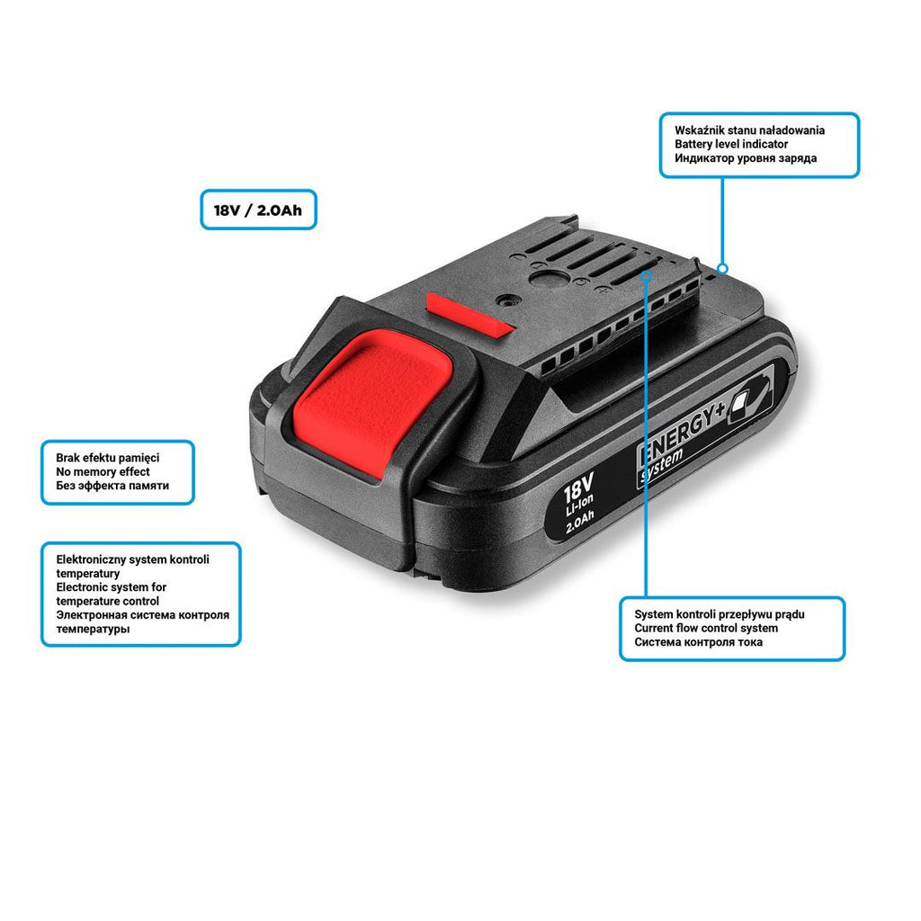 Acumulator 18V Li-Ion Graphite Energy+, 2Ah 58G001 GRAPHITE Neo Tools
