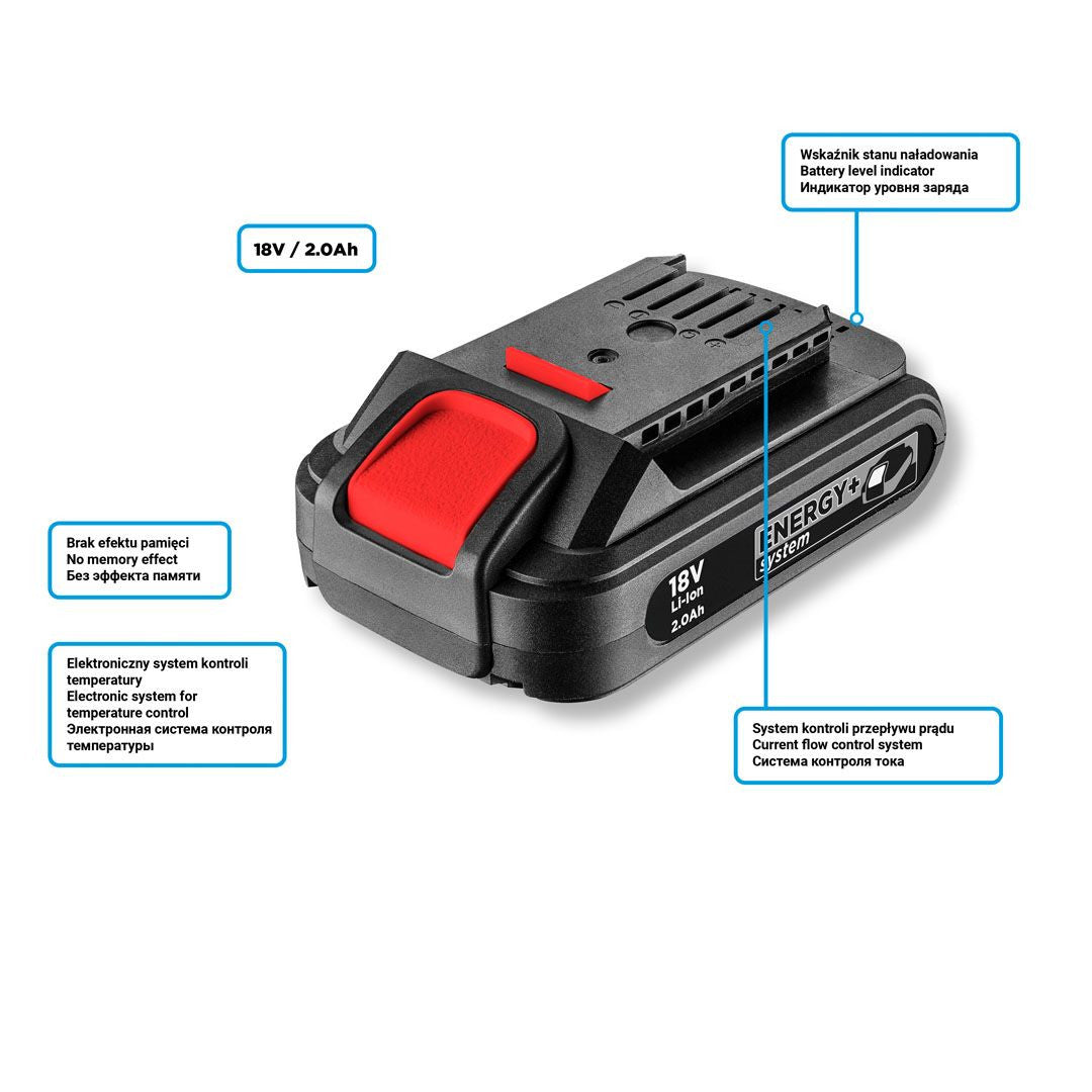 Acumulator 18V Li-Ion Graphite Energy+, 2Ah 58G001 GRAPHITE Neo Tools