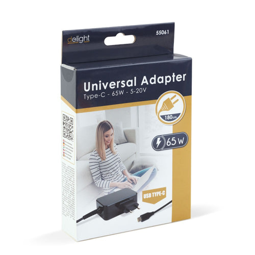 Adaptor (incarcator) - Tip-C - 65W - 5-20V - 1,8 m - negru - 13055877