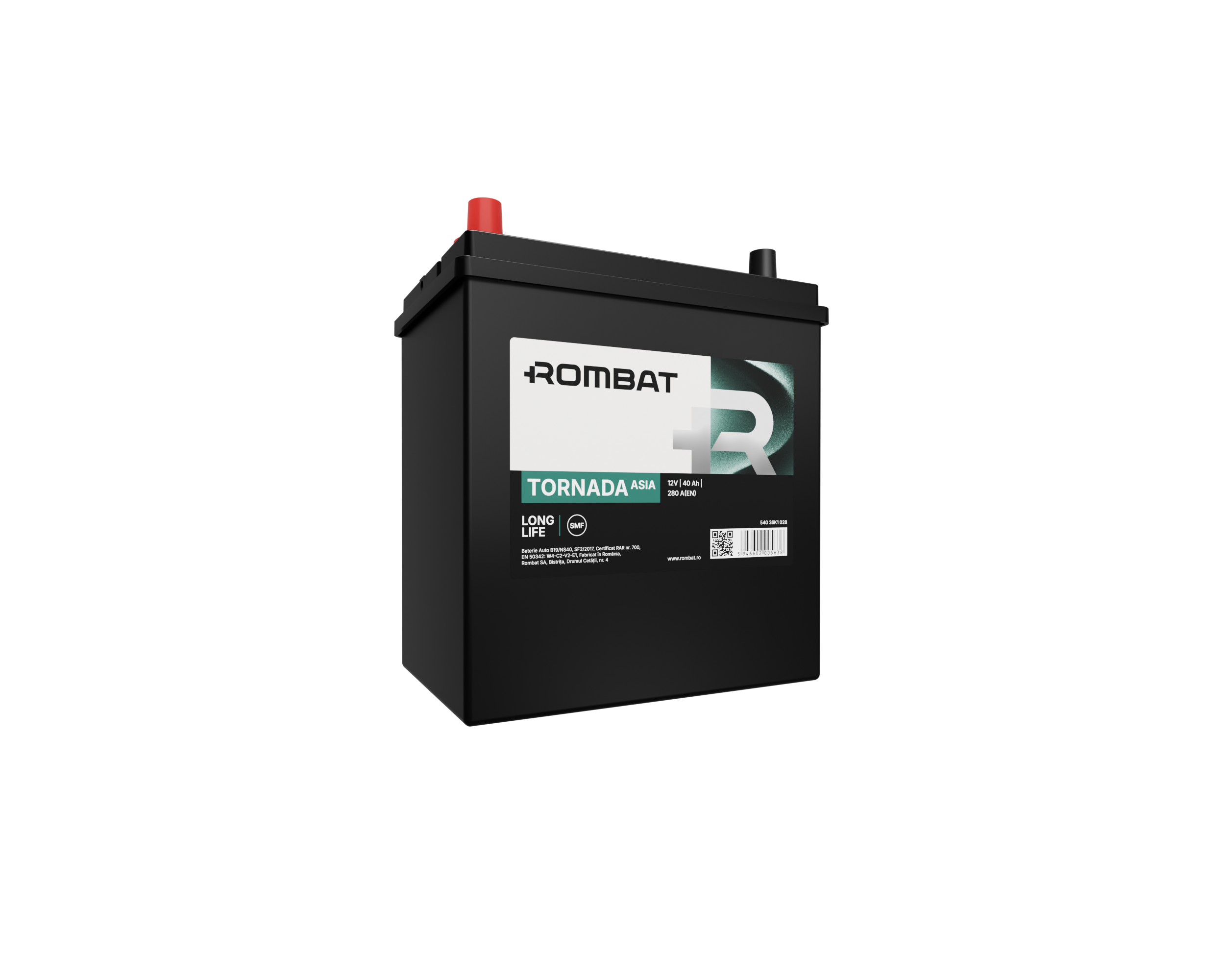 Acumulator Rombat Tornada Asia NS40 DM 40 Ah [Bornă Inversă] - 12160391