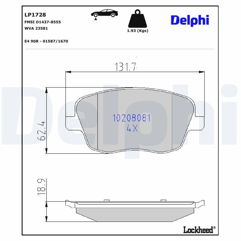 Set placute frana,frana disc LP1728 DELPHI