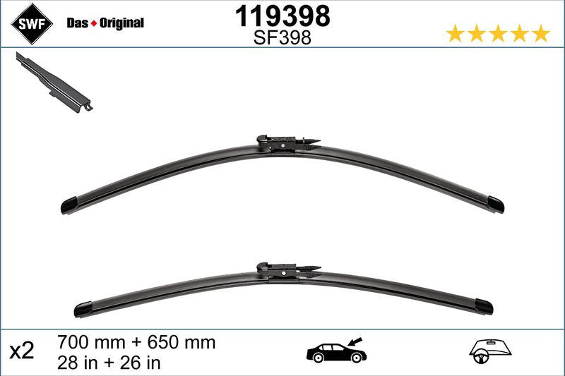 Set lamela stergator SWF Wiper FB OE LHD 700/650 mm - 12-490-807