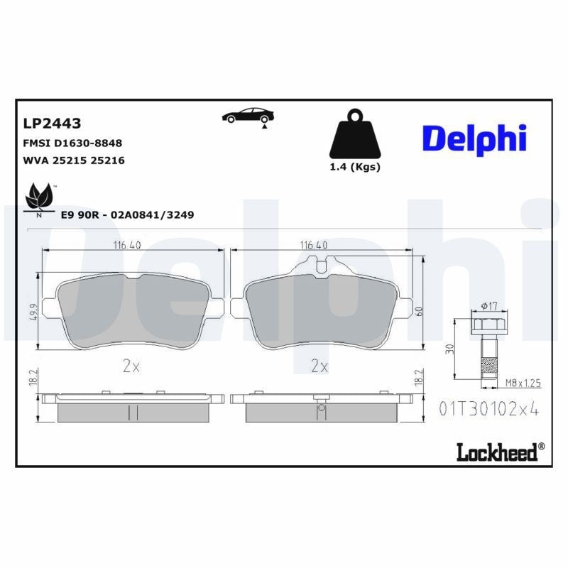 Set placute frana,frana disc LP2443 DELPHI