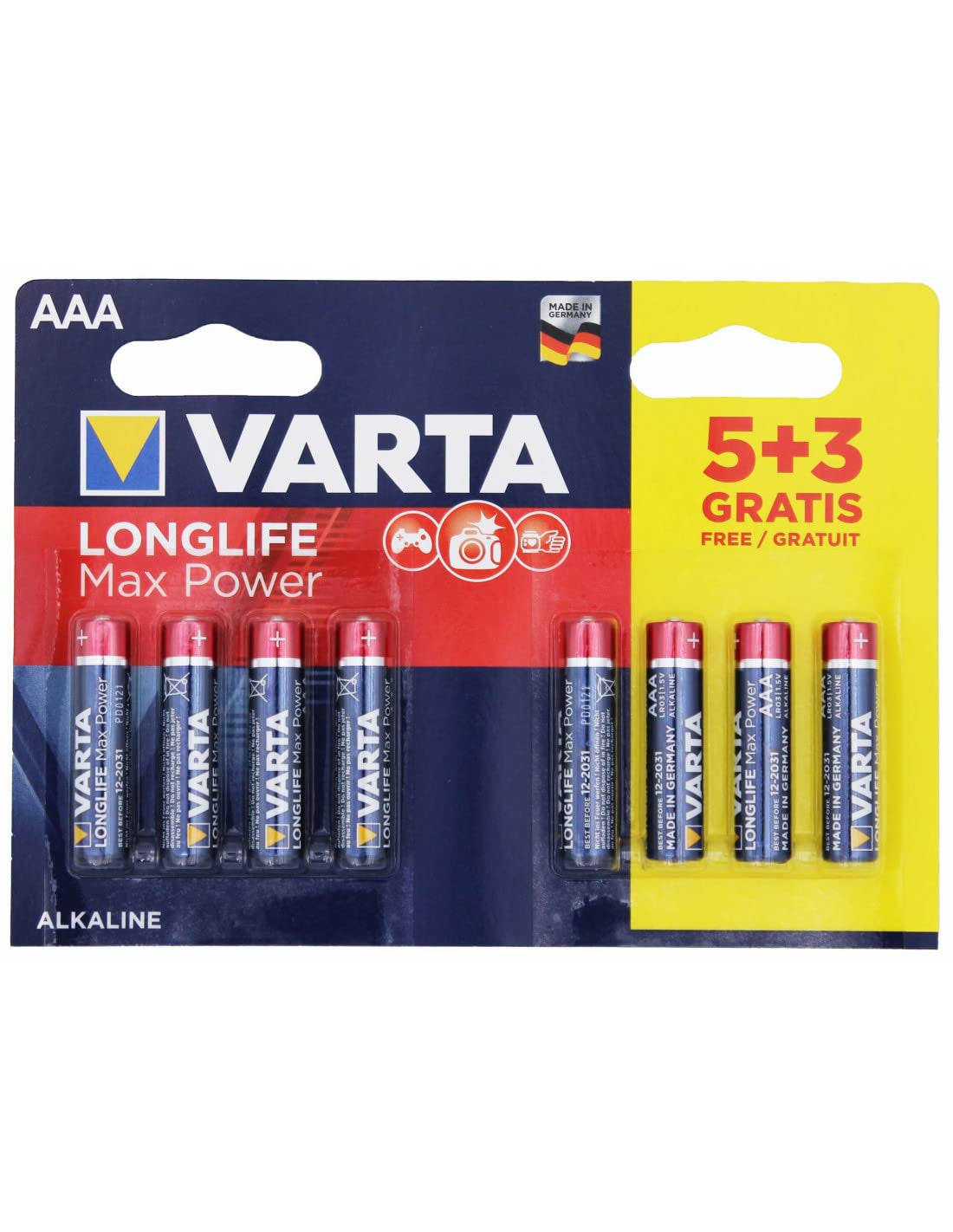 Baterie Varta LongLife Max Power AA - LR6 - 8 buc - 13048388