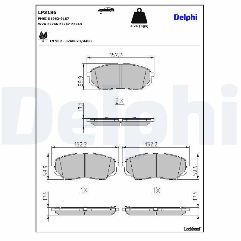 Set placute frana,frana disc LP3186 DELPHI
