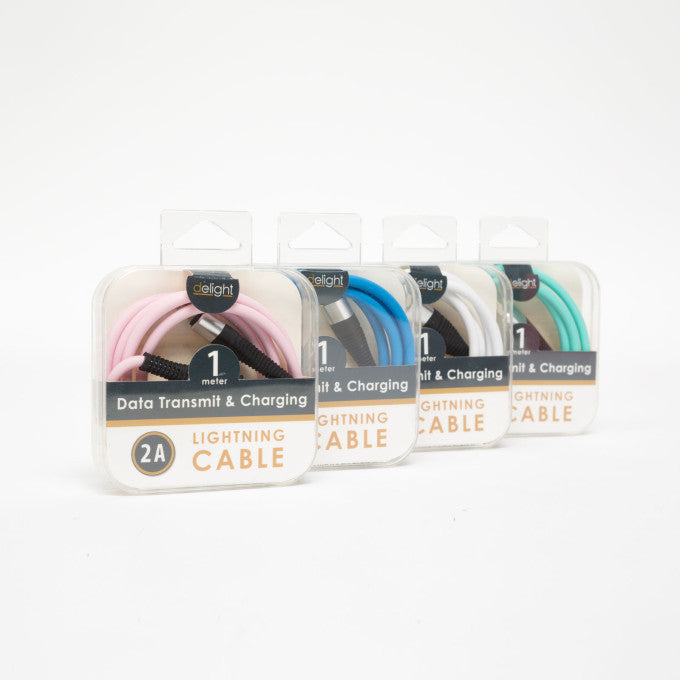 Delight - Cablu de date - iPhone "lightning", înveliş siliconic, 4 culori - 1 m - 55438
