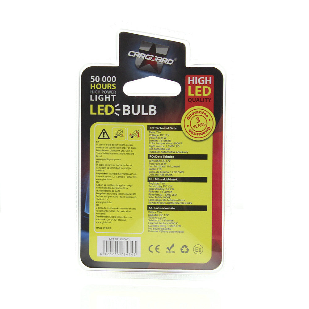 Bec MTR T10 12V 0.25W Set 2 buc Carguard - CLD003