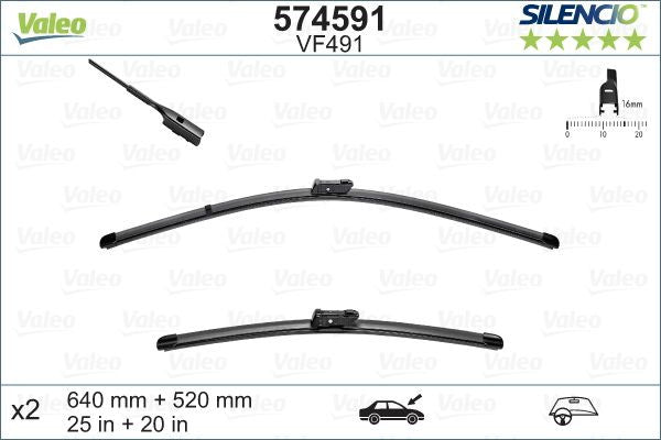 Set lamela stergator Valeo Silencio FlatBlade OE 640/520 mm - 11-180-582