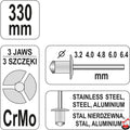 Cleste popnituri YATO, 3.2 - 6.4mm, 330mm - YT3609