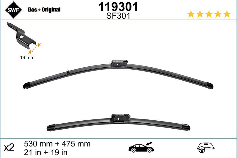 Set lamela stergator SWF Wiper FB OE LHD 530/475 mm - 12-490-809