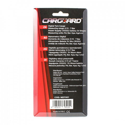 Manometru digital - tester presiune pneuri (0,15 - 7 Bar) Carguard - MDT001