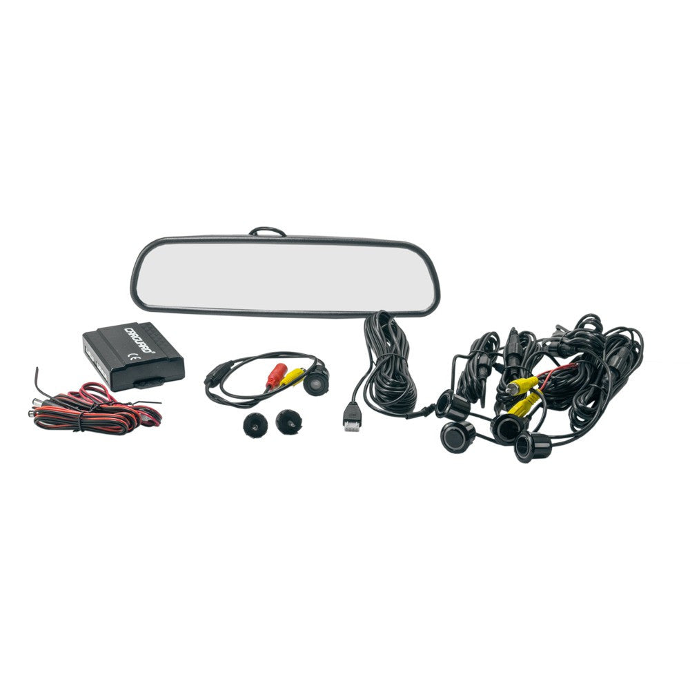 Set senzori de parcare cu camera video și ecran în oglinda retrovizoare - Carguard - SP010