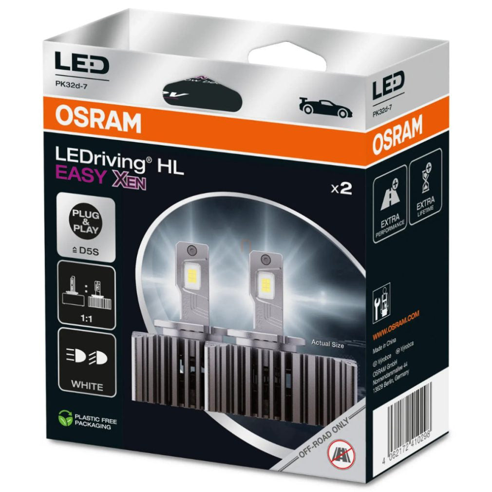 Osram LEDriving HL Easy Xen D5S, LED off-road pentru HID, temperatură de culoare 6500K, flux luminos 5000 lumeni, LED cu declanșare xenon D5S, soclu PK32d-7, 2 buc./pachet - 13503804